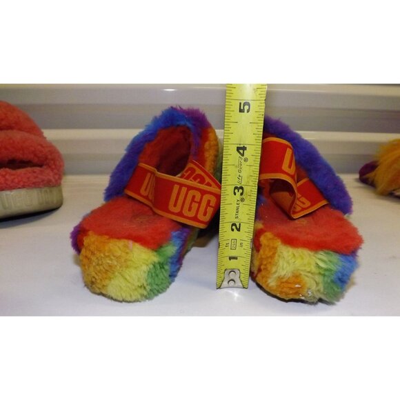 Size 7 UGG Oh Fluffita Fluff Yeah Slippers Pink & Rainbow Sherbert 2 Pairs 1 Prc - Picture 11 of 15